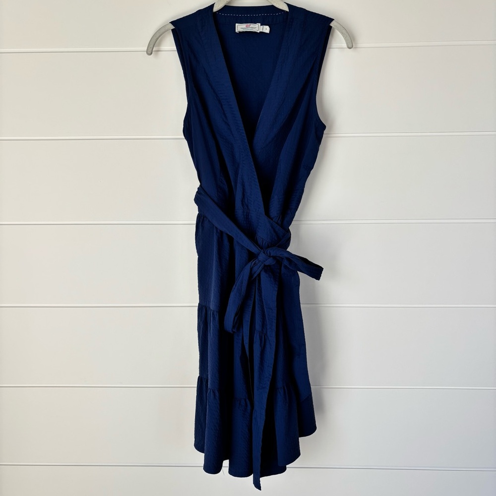 Vineyard Vines Harbor Wrap Navy Blue Dress Women's Size Small - Picture 2 of 15